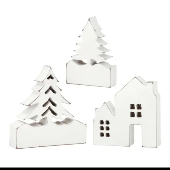 White Wooden Holiday Decor Set - Picture 2 of 3